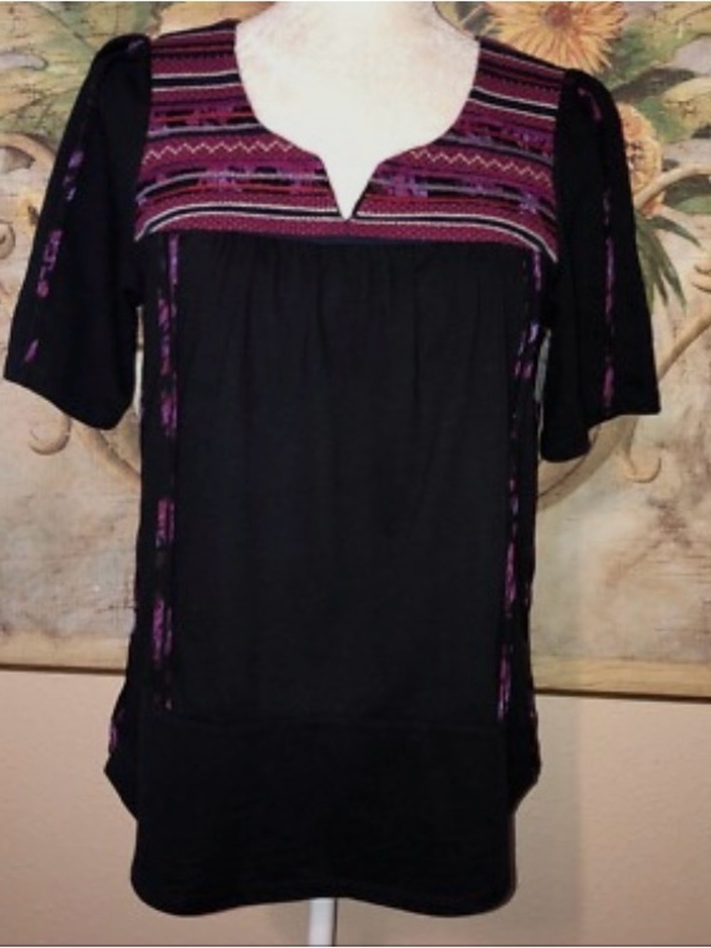 Anthropologie A Common Thread Batik embroidered top. Size S - Picture 5 of 6
